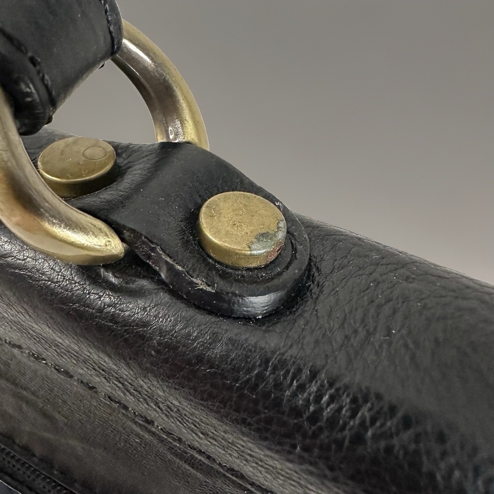 Italian Leather Briefcase Black Made In Italy Laptop Bag Missing Strap GUC - Picture 6 of 13